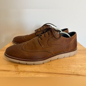 Johnston & Murphy Mens Wingtop Shoe Brown Full-grain Leather Sz 12 Brogue Detail